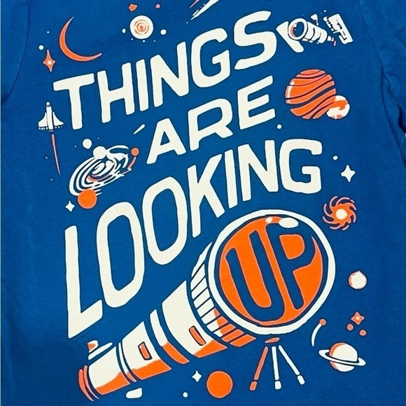 Old Navy cotton pull-on blue graphic design Boys Shirt 5 long sleeve round neck - Picture 5 of 8